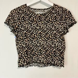 American Eagle Women’s Cheetah Print Crop Top Brown Size Small EUC
